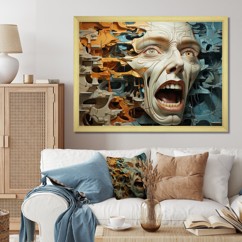 Surréalisme, Morphing visages, H 16 po x l 32 po x P 1 po, Encadrement doré