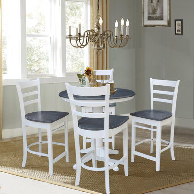 Clidy Counter Height Extendable Rubberwood Solid Wood Dining Set
