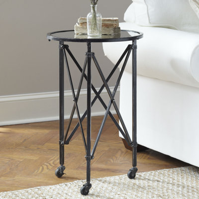 Avina Glass Tray Top Wheel End Table by Williston Forge
