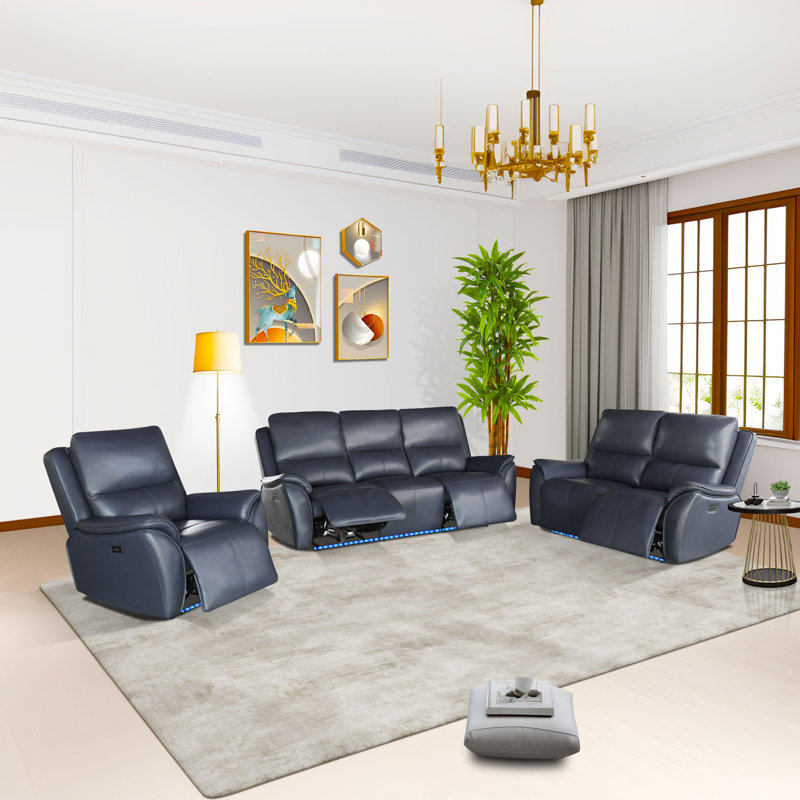 Ensemble de canapé inclinable en cuir Sapphire