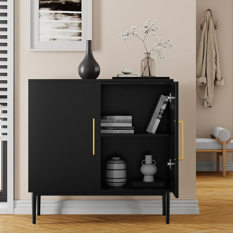 Armoire de rangement moderne avec portes en bois noir moderne