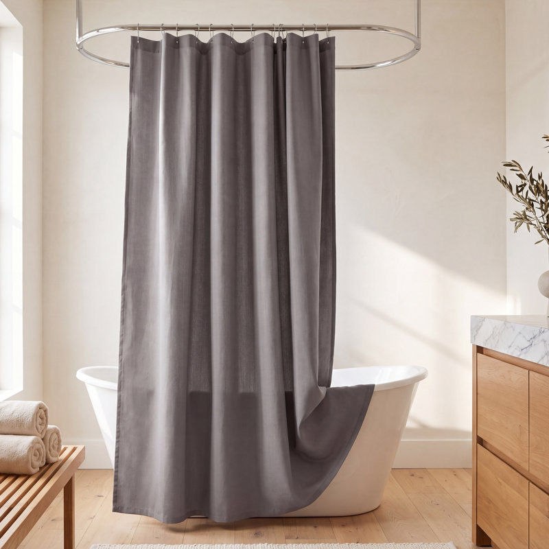 Rideau de douche simple en lin Kendo, Gris ardoise
