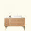 Meuble-lavabo de 48 po avec lavabo, armoire de rangement autoportante en contreplaqué avec 4 pieds en métal, une porte et 2 tiroirs, lavabo rectangulaire en céramique blanche, sans robinet, pré-assemblé