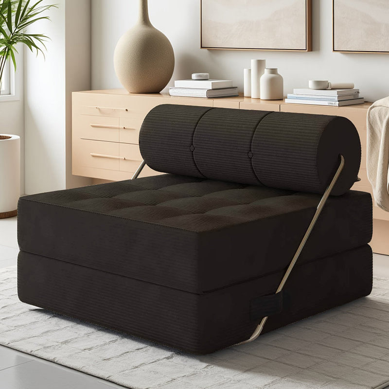 Folding Sofa Bed, 4 in 1 Convertible Sleeper Chair with High-Density Foam, Black