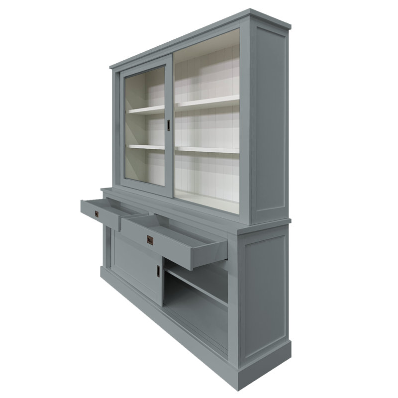 Antione 200 cm W Display Cabinet China Cabinet, Traffic Grey