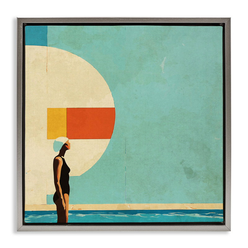 Cadre flottant géométrique Mid-Century pour piscine, design par Layla Oz, H 25 po x l 25 po, Cadre flottant gris lustré