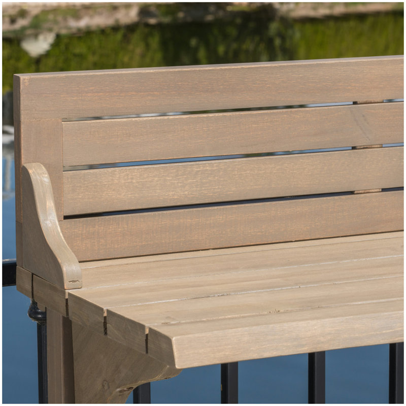 3-Piece Balcony Bar Set with Bottom Shelf Table and 2 Stools, Grey Finish