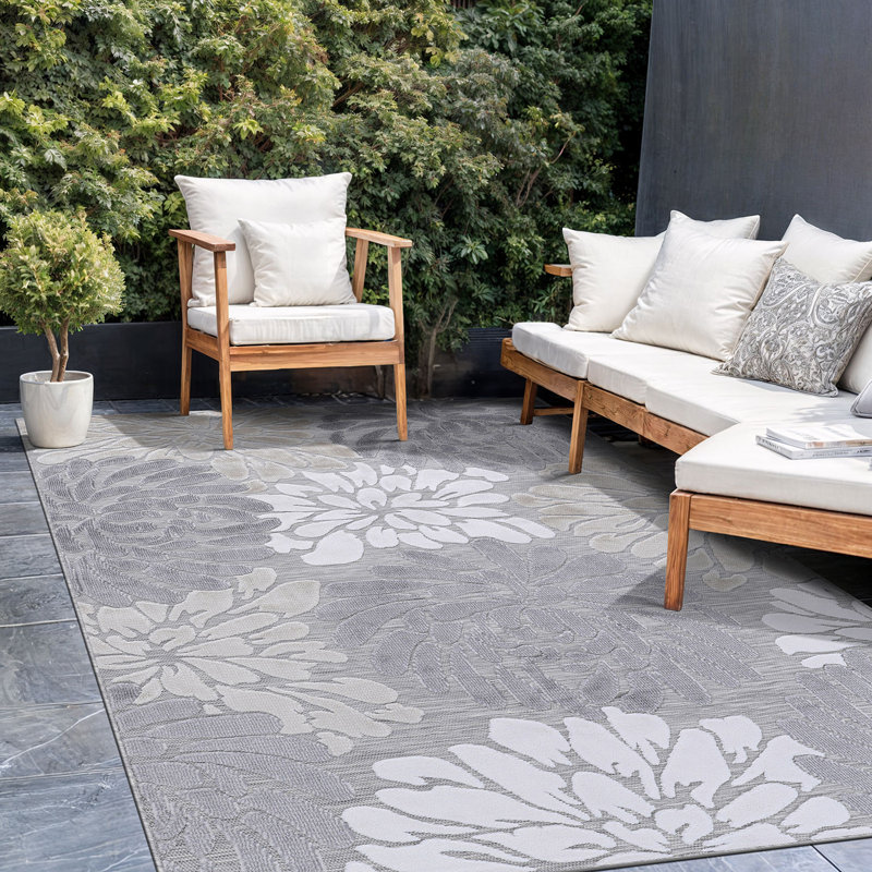 Floral Indoor/Outdoor Rug, Rectangle 9' x 12'