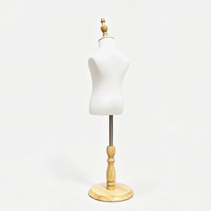 FixtureDisplays® 2 Year Old Toddler Mannequin Display Stand, Toddler Clothing Dress Form with Pinable Cotton Cover, Adjustable Height 35-49", Wooden Base, Kids Apparel Display Model for Boutique Sewing Photography 16217