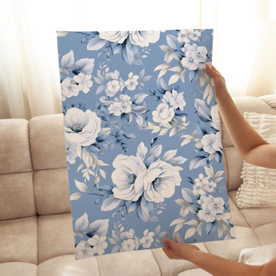 «Floral Winter Blue Flowers», reproduction d'art non encadrée