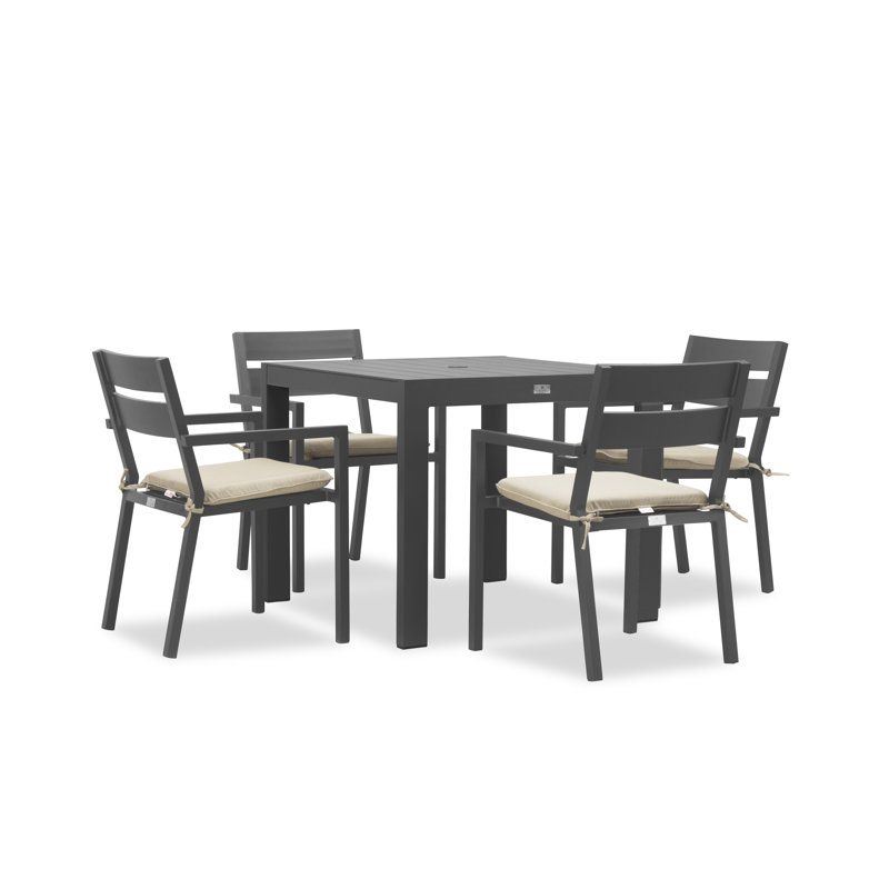 Pacifica Outdoor 5 - Piece Dining Set with Cushions, Canvas Regatta Sunbrella® Canvas, Slate Gray