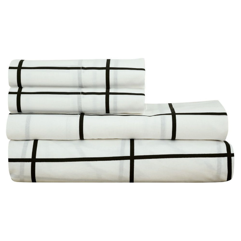 Ensemble de 4 valises pour chambre d'amis, Ensemble de draps pour lit simple avec deux taies , Multicolore noir / blanc
