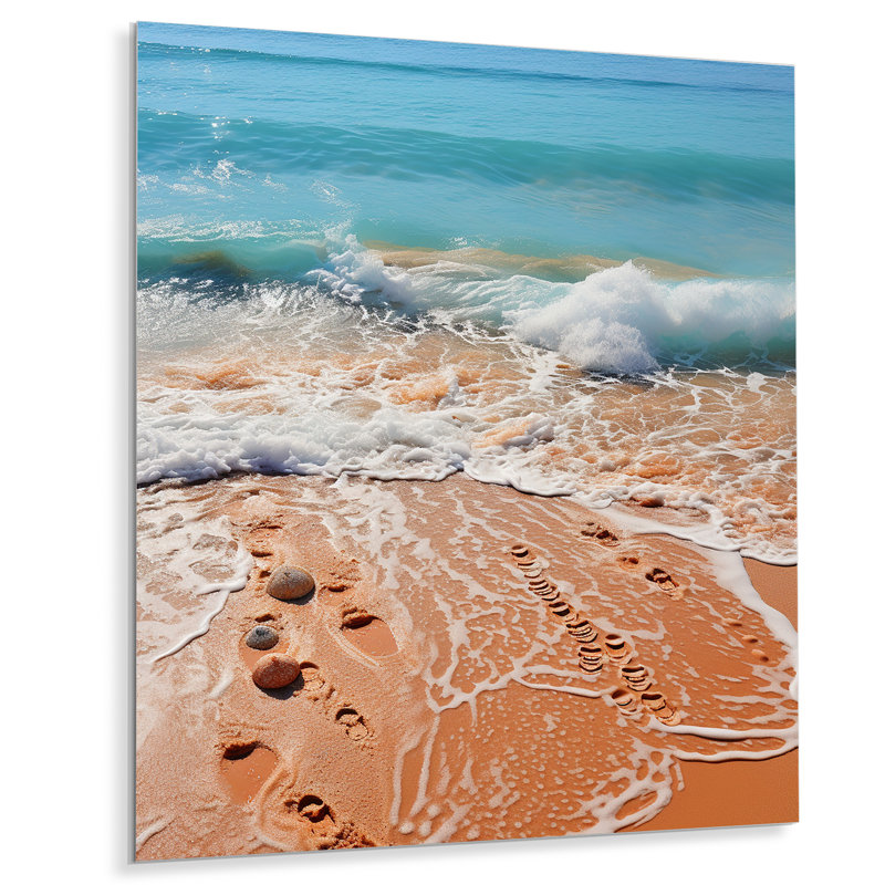 «Beach Footprints In The» - Décoration murale en métal nautique et plage, H 32 po x l 24 po x P 1 po