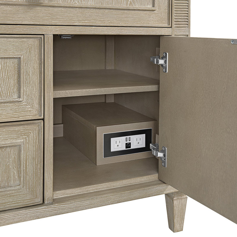 Lorelai 36'' W Single Vanity, Carrara White, Whitewashed Oak, 8" Widespread