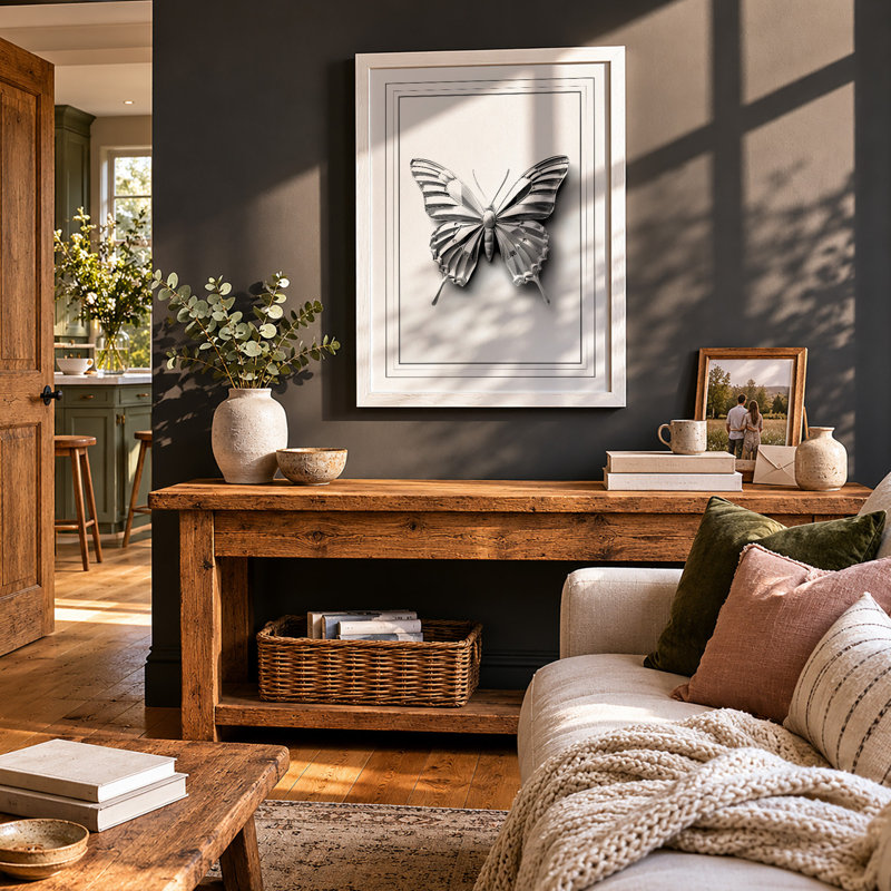 Butterfly Specimen Minimalist - Print, A3 - 42.0 x 29.7 cm, White