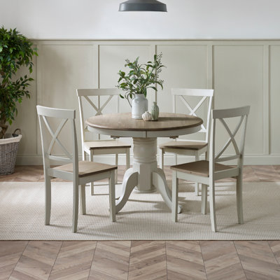 Prestow Round Extending Dining Table & Shannondale Chairs - Rustic Farmhouse Kitchen
