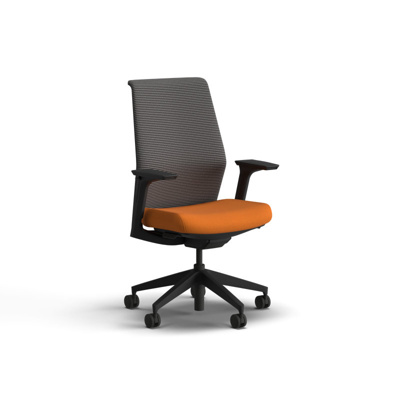 Chaise de bureau ergonomique en mailles chiffon HON, structure noire, abricot, Abricot, Noir