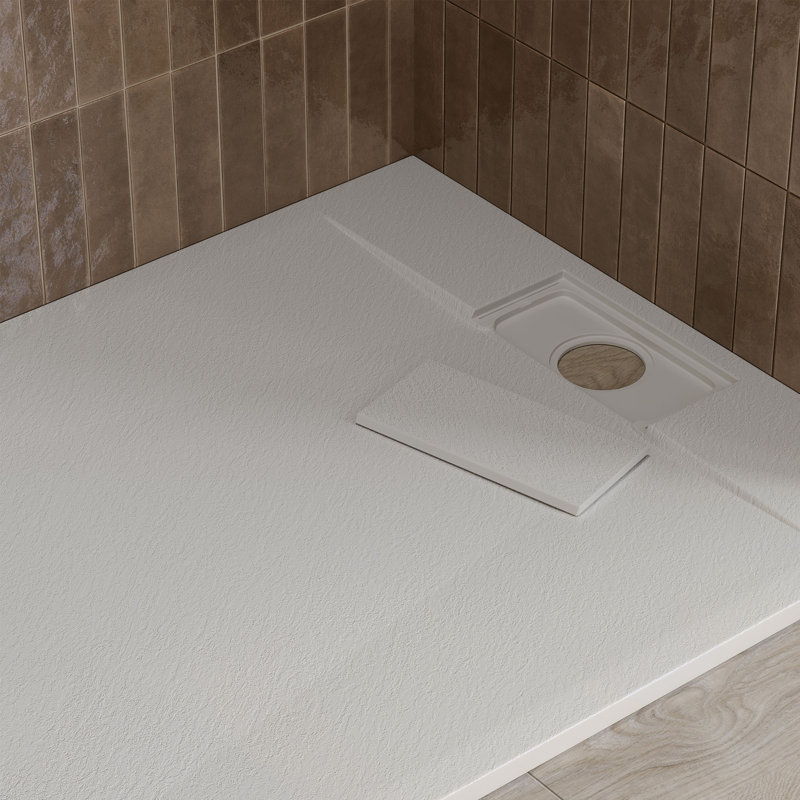 Base de douche rectangulaire à profil bas 48 po x 32 po OVE Lenora, Blanc uni