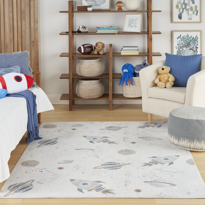 Tapis d'intérieur lavable à la machine Burrillville, Rectangle 4pi x 6 pi, Ivoire ivoire