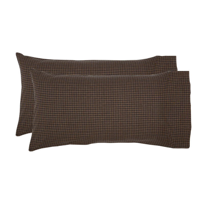Kettle Grove Black and Tan Plaid Cotton King Pillowcase Set