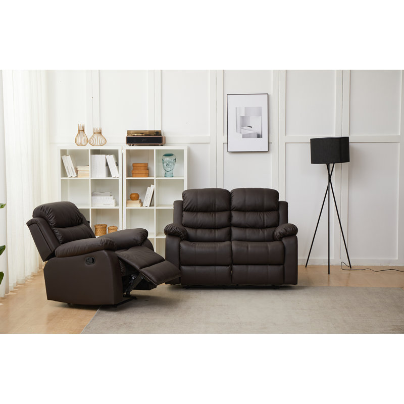 Ensemble de salon inclinable en similicuir 2 pièces Connermara, Brun