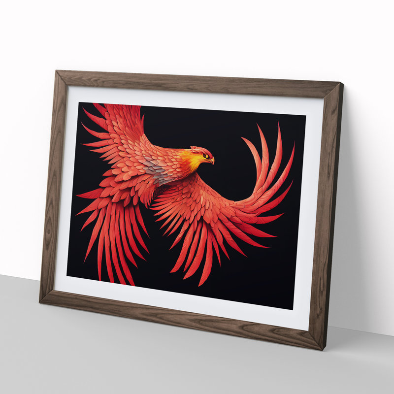 Evolving Phoenix Bird - Framed Print, 25cm H x 34cm W x 2cm D, Walnut