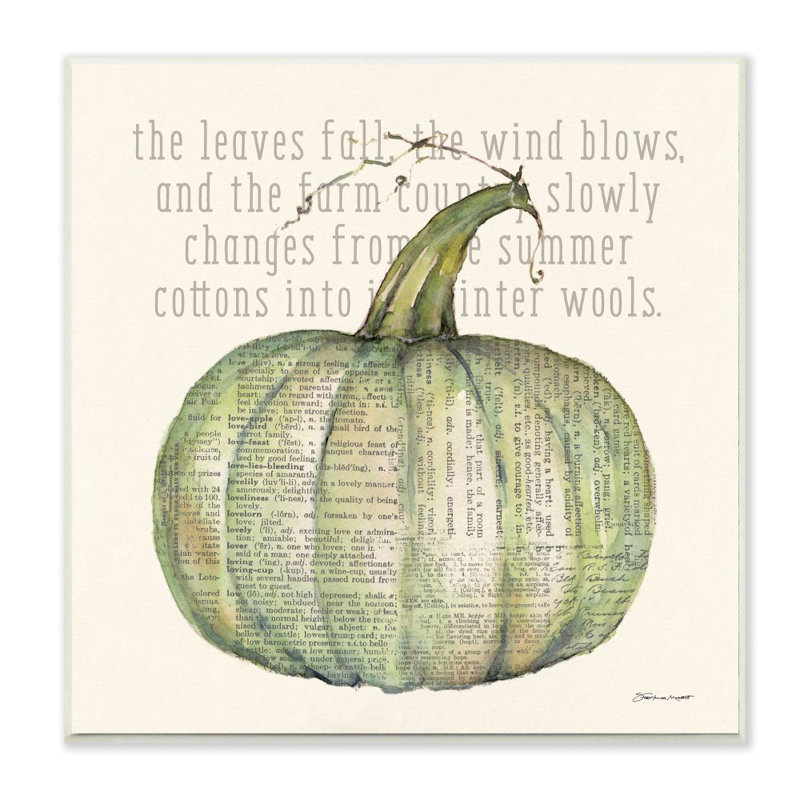 «Leaves Fall Green Pumpkin Autumn Seasonal» par Stephanie Workman Marrott - impression d'art graphique, Toile tendue