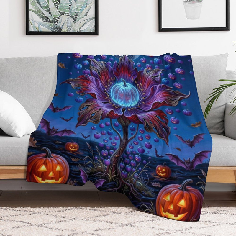 Jeté en flanelle de luxe Citrouille rougeoyante, 30 po x 40 po