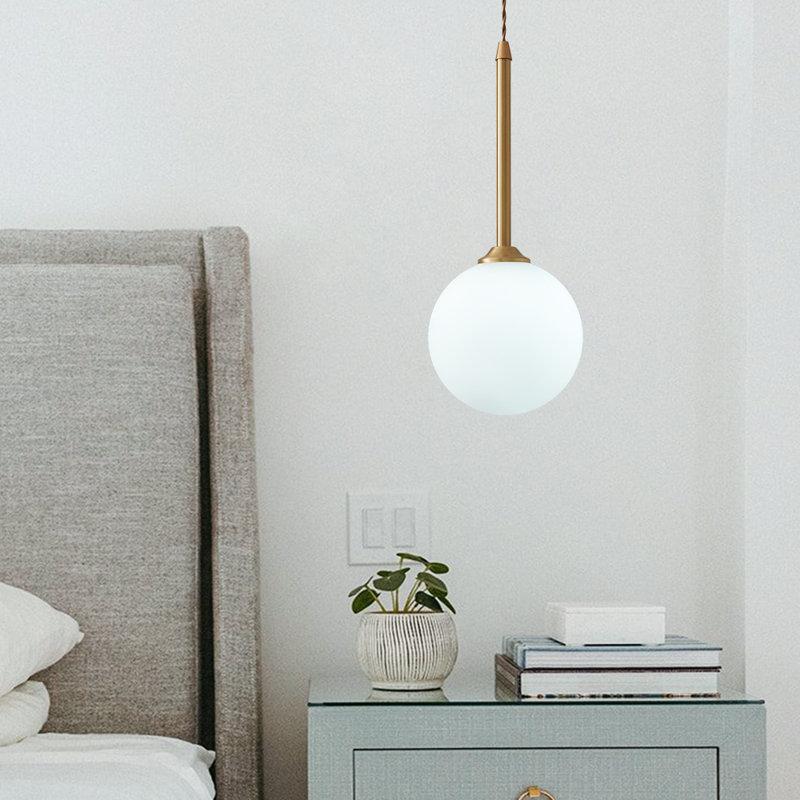 1-Light Opal Glass Globe Pendant Light 