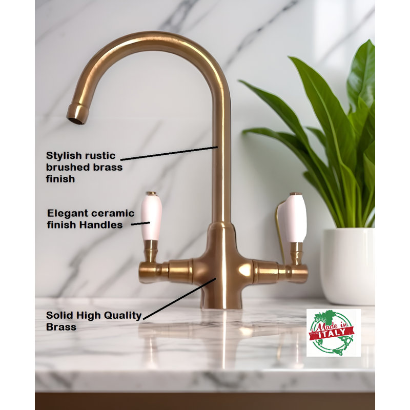 Swan Twin Lever Monobloc Tap, Bronze
