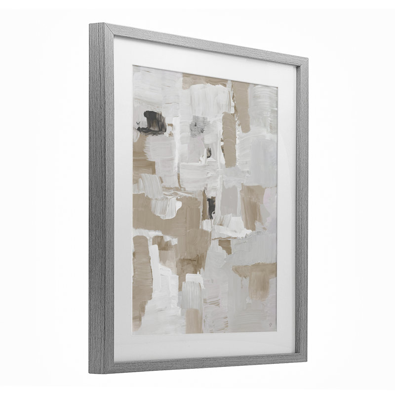 «Beige & White Peace», reproduction sous verre encadrée, design par Lanie Loreth, Cadre de ferme gris, H 21 po x l 17 po