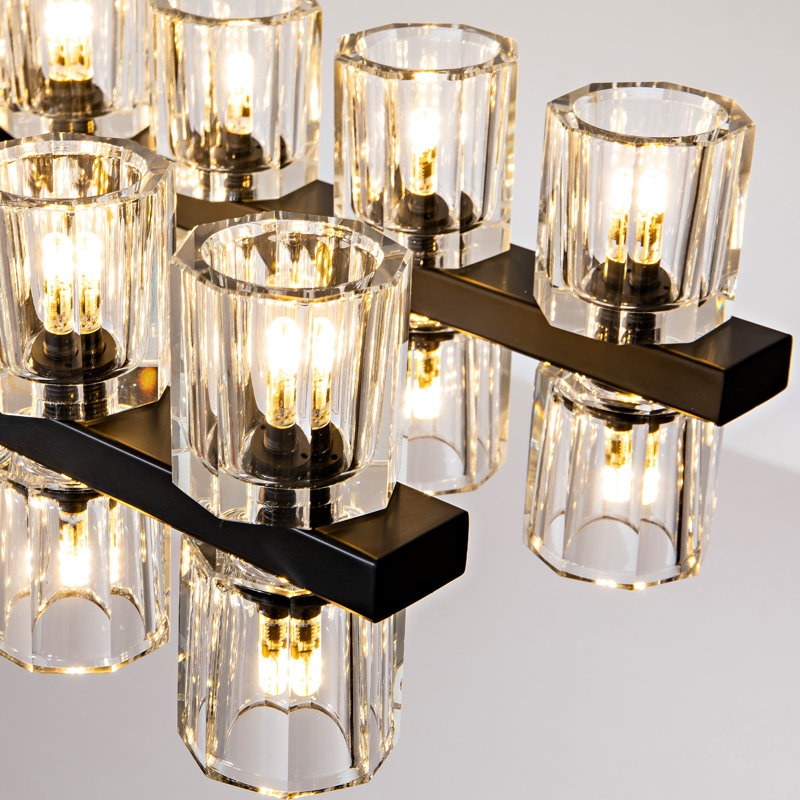Jaylnn 60 - Light 54’’  Crystal Dimmable LED Kitchen Island Rectangle Chandelier(Includes 60XG4 Bulbs), Matte Black
