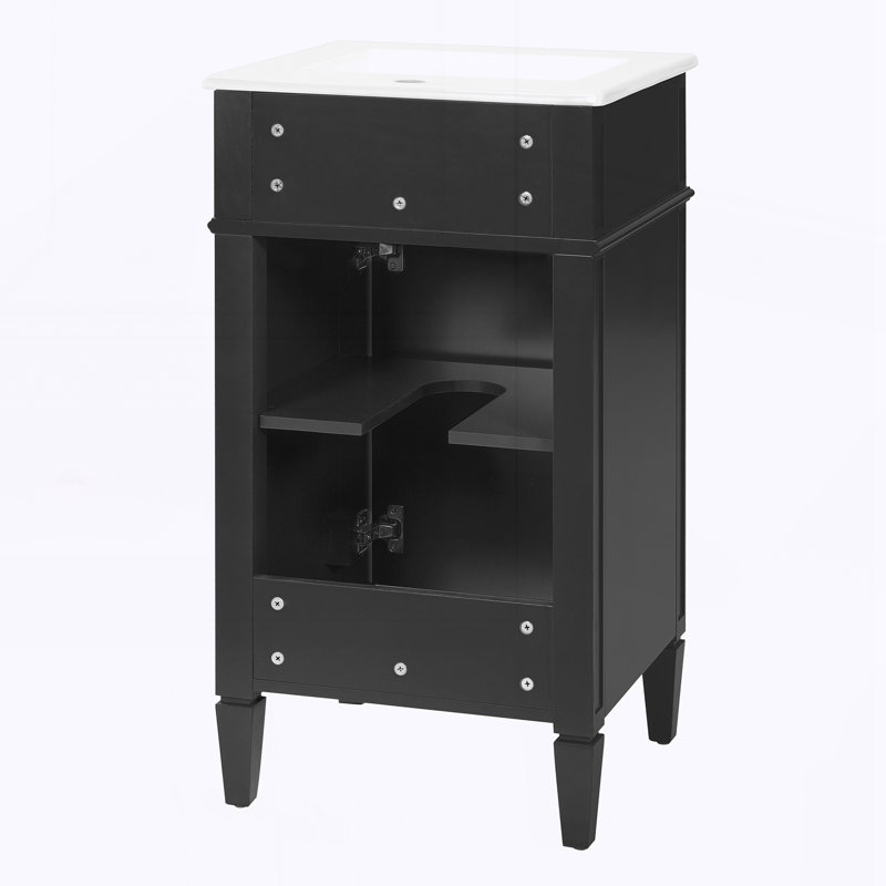 Meuble-lavabo 18 po avec lavabo en céramique, Black