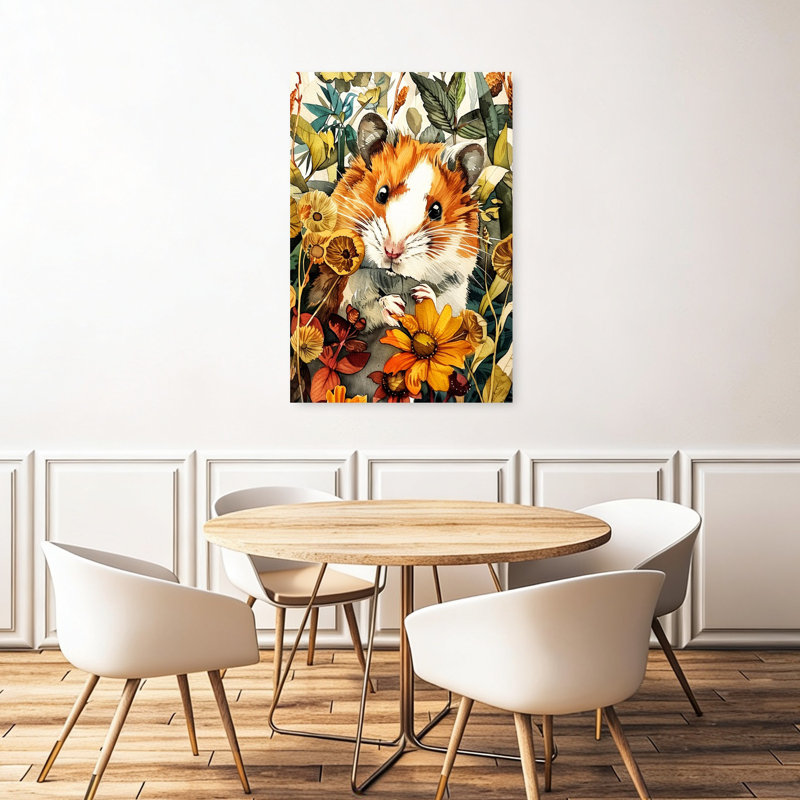 Mignon jardin hamster fantaisiste, art mural d'automne, H 48 po x l 32 po