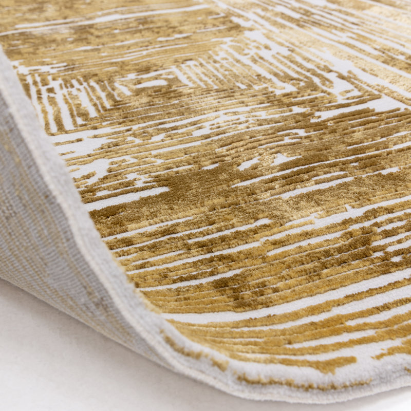 Brenetta Geometric Shapes Gold Area Rug, Rectangle 120 x 170cm
