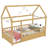 Natural Twin Bed Frame With Roof And High Fence, Crafted From Pine, Stable , Safe For Frame, Pine Plywood,-467017239