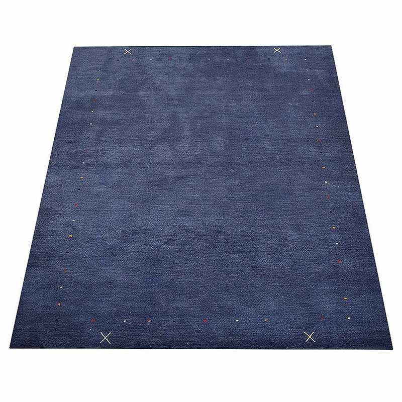 Manns Hand Knotted Loom Wool Eco-Friendly Area Rugs - Rectangle, Blue Color, Contemporary Modern Design, High Pile Thick Handmade Anti Skid Area Rugs for Living Room, Bed Room