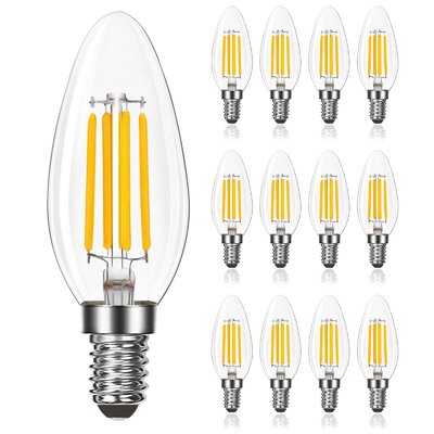 7 Watt (100 Watt Equivalent), B11 LED, Dimmable, Natural White (3500K), E12/Candelabra Base -  Luxrite, LR21634-12PK