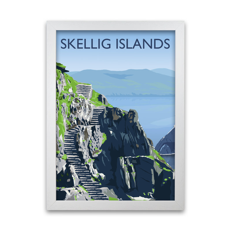 Skellig Islands by Richard O'Neill - Print, 59.4cm H x 42cm W x 3cm D, White Framed