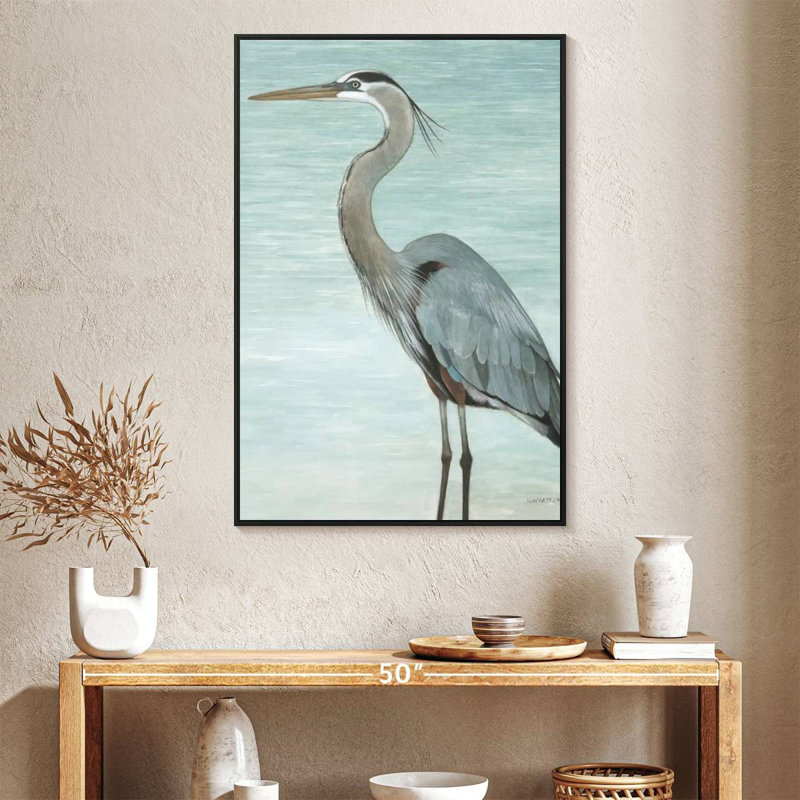 Grand héron, Cadre flottant noir, 27 po x 40 po