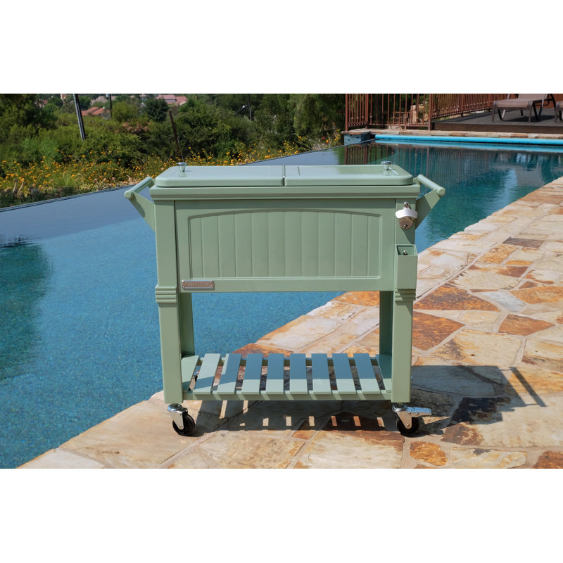 Glacière de patio à roulettes de style mobilier 80 pintes Permasteel, ISE, Sans cloison