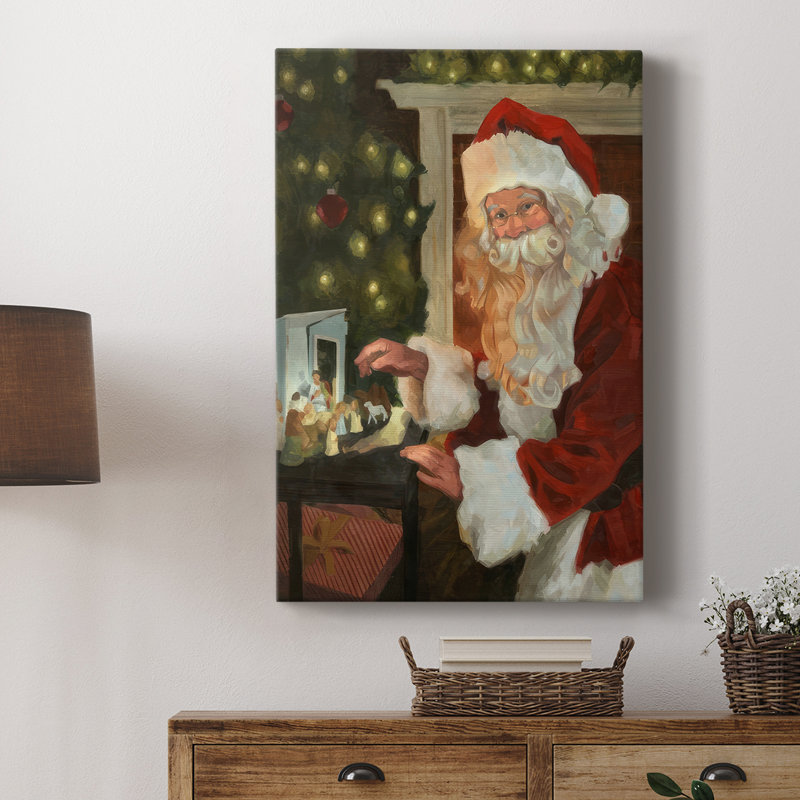 Saint Nick et la Nativité - galerie Cavas sur mesure, H 18 po x l 12 po