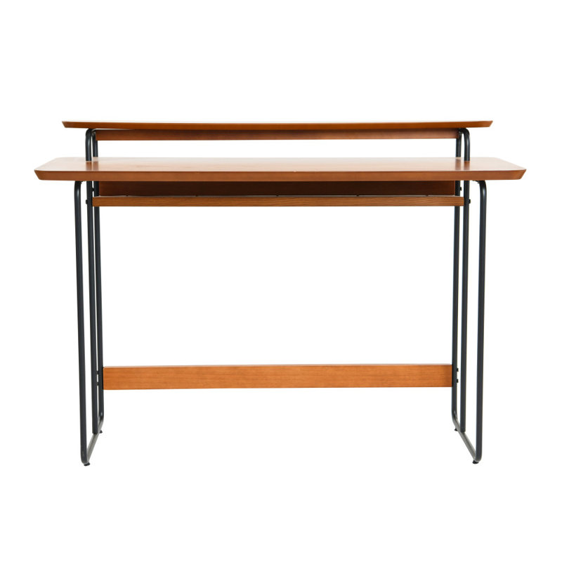 Pacifica Mid-Century Modern Computer Desk, Almond / Leg Black