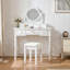 Ensemble de coiffeuse avec coiffeuse compacte blanche avec tabouret pour les petits espaces