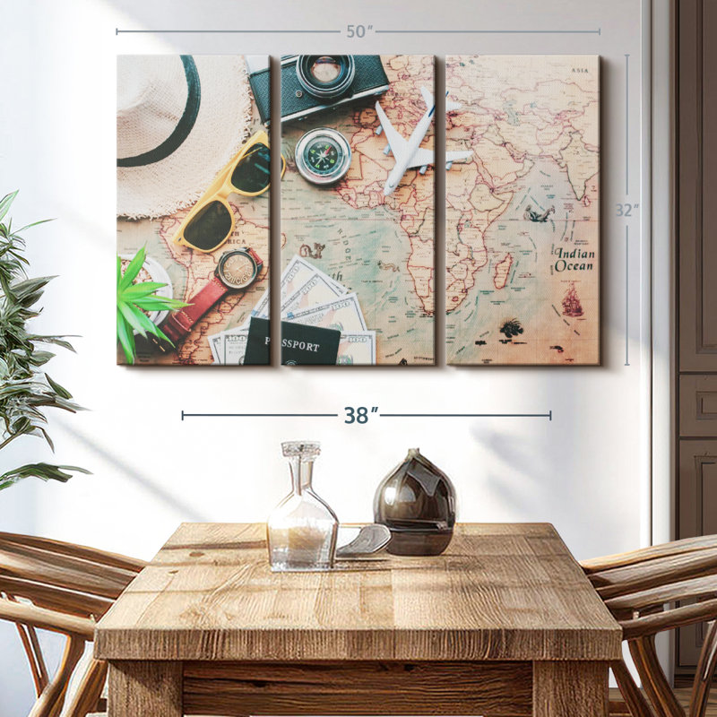 «Travel Wall Art» sur toile, H 32 po x l 50 po x P 1,25 po