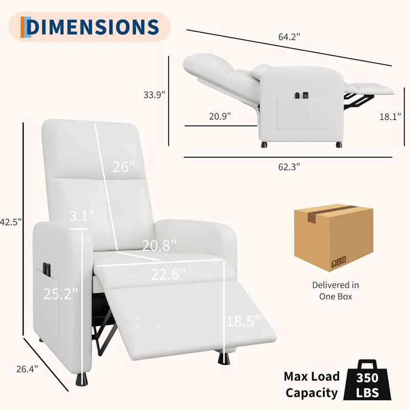 Fauteuil inclinable électrique avec siège rembourré, Blanc