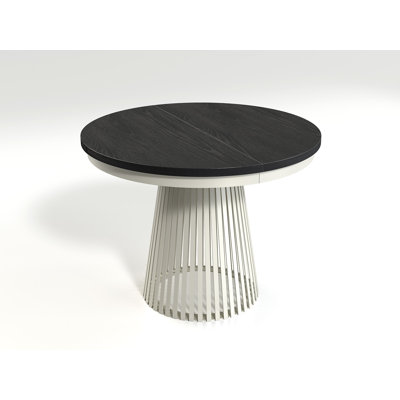 Extendable Round Metal Base Dining Table