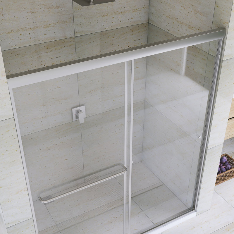 60 po X P 72 po Porte de douche coulissante double H, Nickel brossé