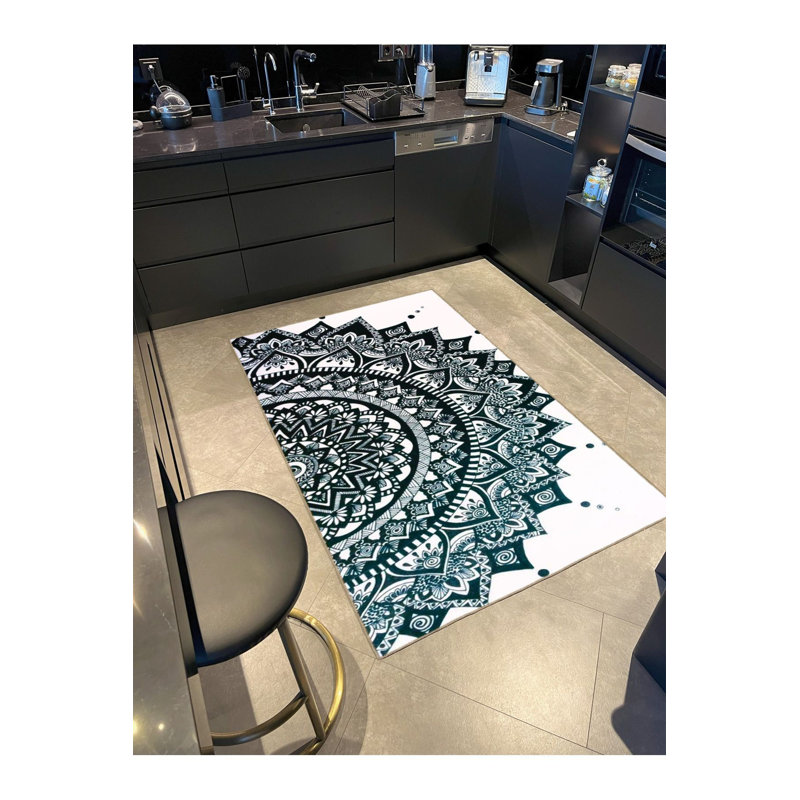 Tapis tissé à motif géométrique lavable à la machine, Sous-tapis rectangulaire de 3 pi 3 po x 4 pi 11 po