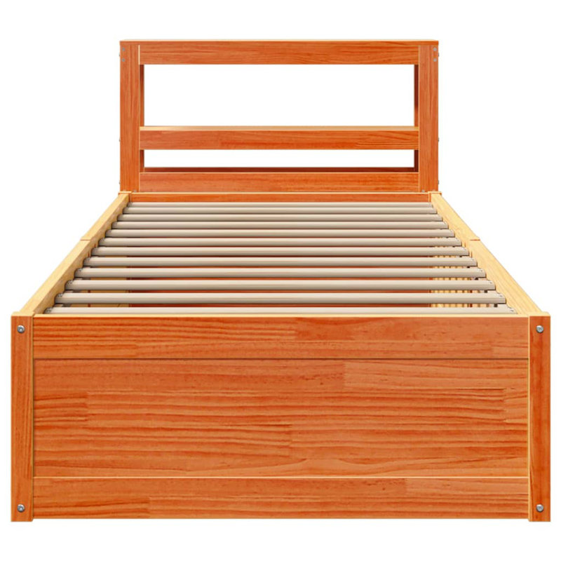 Storage Bed, European Single (90 x 200 cm), Wax Brown